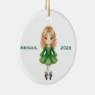 Personalized Christmas Irish Blonde Girl Dance Ceramic Tree Decoration