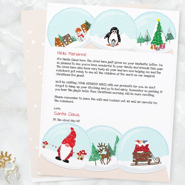 Personalized Christmas Letter From Santa  (Snow Globe Father Christmas Letter)