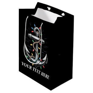 Personalized Christmas Lights Boating Sailing  Medium Gift Bag