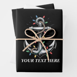 Personalized Christmas Lights Boating Sailing  Wrapping Paper Sheet