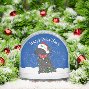 Personalized Christmas Lights Labradoodle Snowglobe