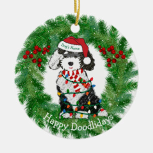 Personalized Christmas Lights Sheepadoodle Ceramic Tree Decoration