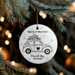 Personalized Christmas Married Ornament, Custom Ceramic Tree Decoration