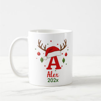 Personalized Christmas Monogram A Santa Hat Coffee Mug