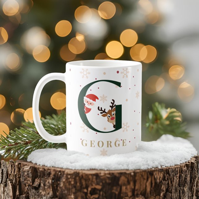 Personalized Christmas Monogram G Mug (Creator Uploaded)