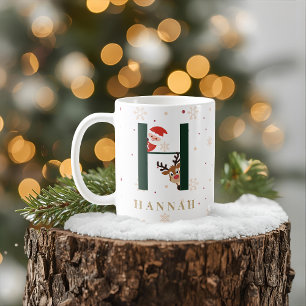 Personalized Christmas Monogram H Mug