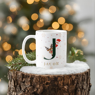 Personalized Christmas Monogram J Mug