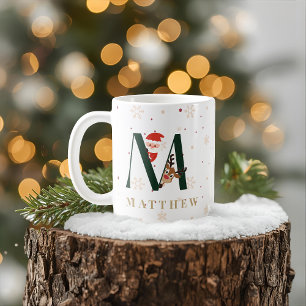 Personalized Christmas Monogram M Mug