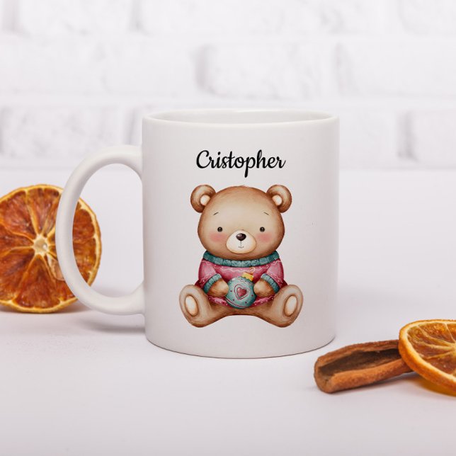 Personalized Christmas Mug With A Cute Teddy Bear (Creator Uploaded)