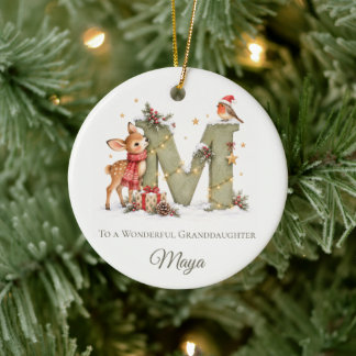 Personalized Christmas Name – Letter M Ceramic Tree Decoration