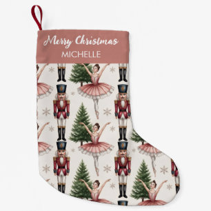 Personalized Christmas Nutcracker & Ballerina Small Christmas Stocking