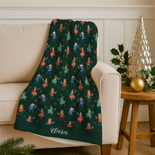 Personalized Christmas Nutcracker Cocktail Fleece Blanket