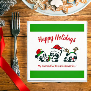 Personalized Christmas Pandas Napkin