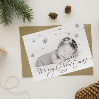 Personalized Christmas Photo and Calligraphy Postcard