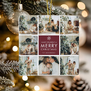 Personalized Christmas Photo Ceramic Ornament