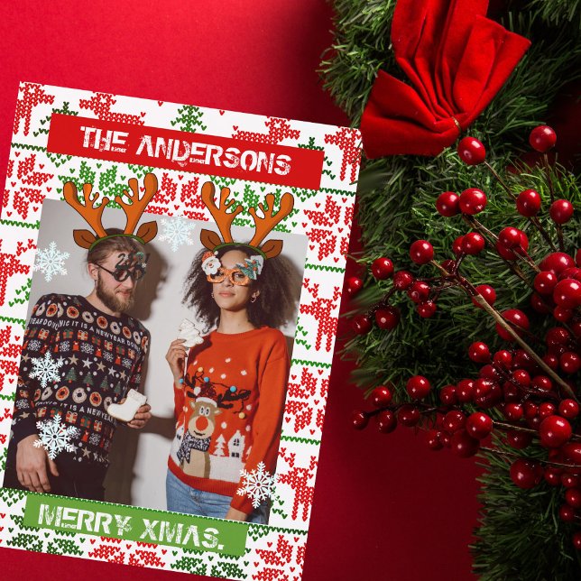 Personalized Christmas photo classic nordic Invitation Postcard (Creator Uploaded)