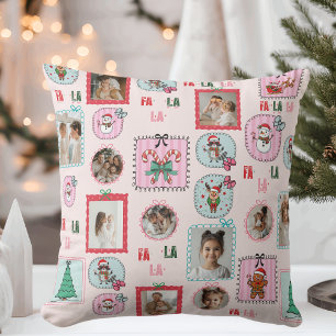 Personalized Christmas Photo Pillow   Cute Pink 