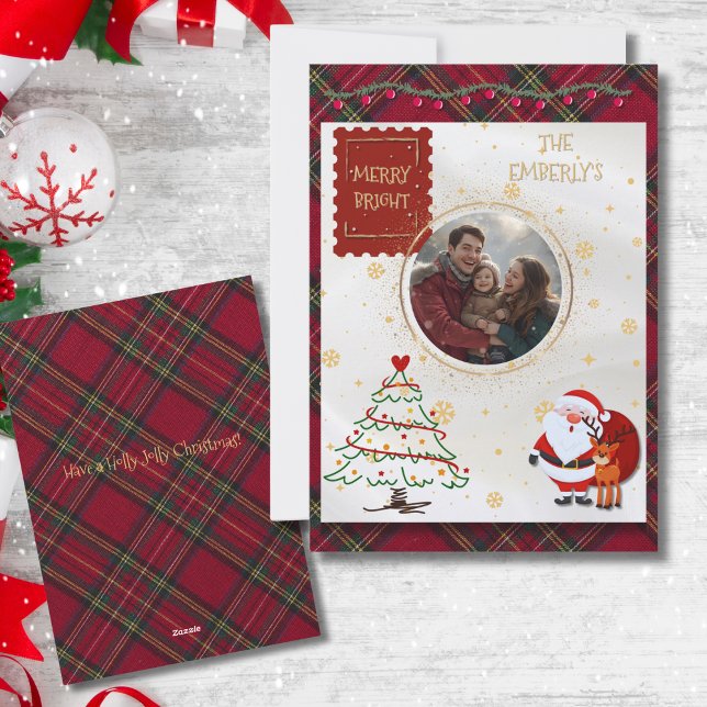 Personalized Christmas Photo Santa and Tree Holiday Card (Creator Uploaded)