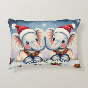 Personalized Christmas Pillow Duo Love Elephants