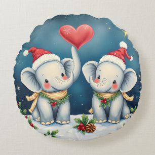 Personalized Christmas Pillow Duo Love Elephants