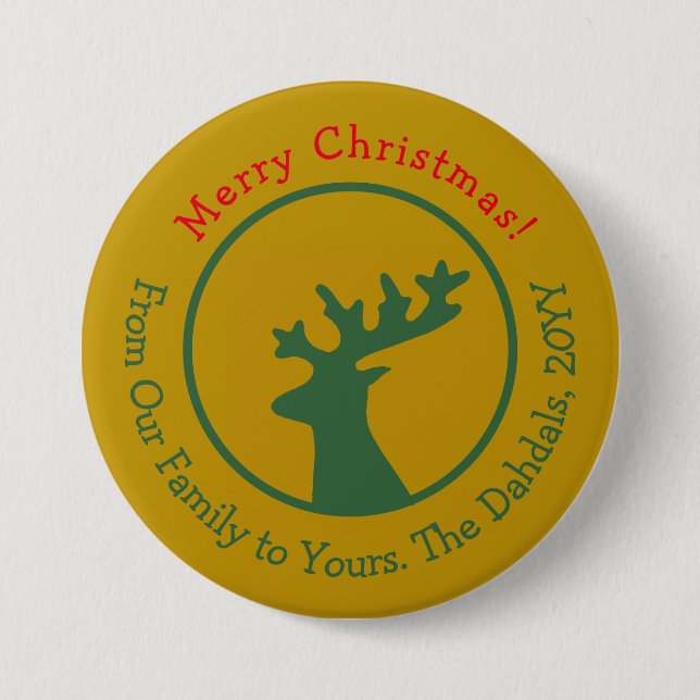 Personalized Christmas Reindeer 7.5 Cm Round Badge (Front)