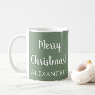 Personalized Christmas Sage Green Coffee Mug