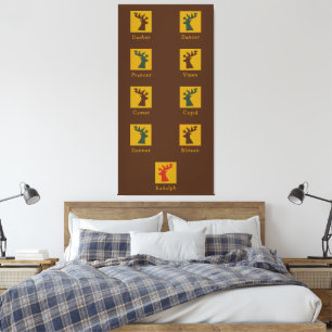 Personalized Christmas Santa's Reindeers Canvas Print