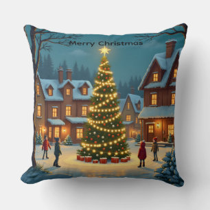 Personalized Christmas Skaters Cushion