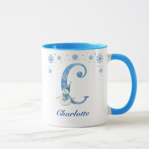 Personalized Christmas Snowflake Monogram C Mug
