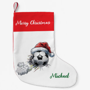 Personalized Christmas Soccer Ball with hat santa Small Christmas Stocking