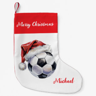 Personalized Christmas Soccer Ball with hat santa  Small Christmas Stocking