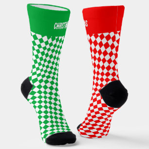 Personalized Christmas Socks, Green / Red Socks