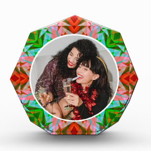 Personalized Christmas Star Jolly Red Merry Green Photo Block