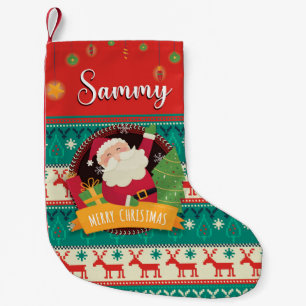 Personalized Christmas Stocking with Santa & Gifts