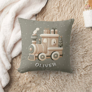 Personalized Christmas Train for Kids Cushion