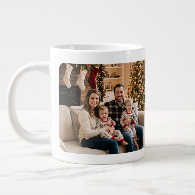 Personalized Christmas Tree Family Photo  Large Coffee Mug (Left)