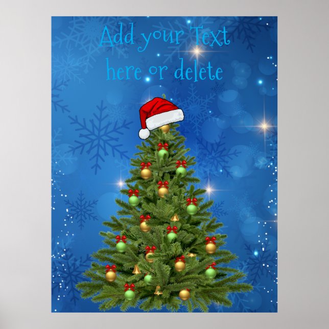 Personalized Christmas Tree Snowflake Wall Poster (Front)