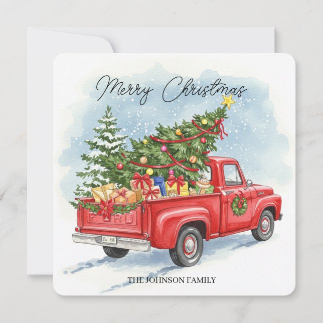 Personalized Christmas truck greeting card  (Front)
