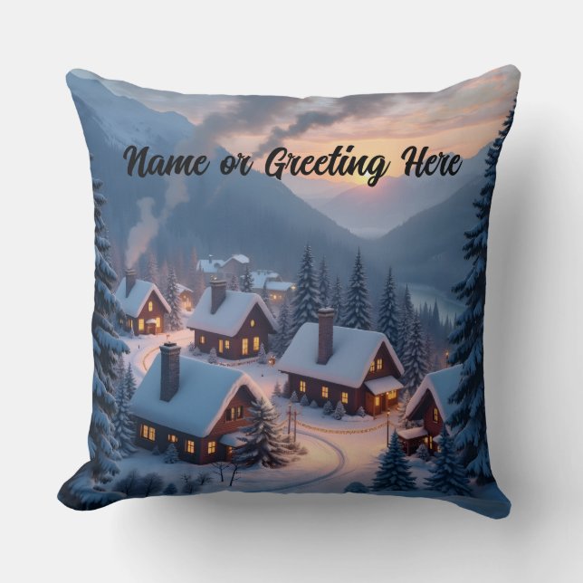 Personalized Christmas Village 1 Cushion (Front)