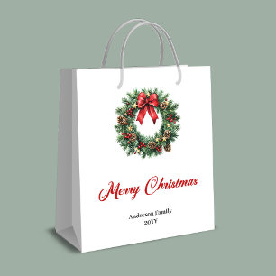 Personalized Christmas wreath bag minimalist style