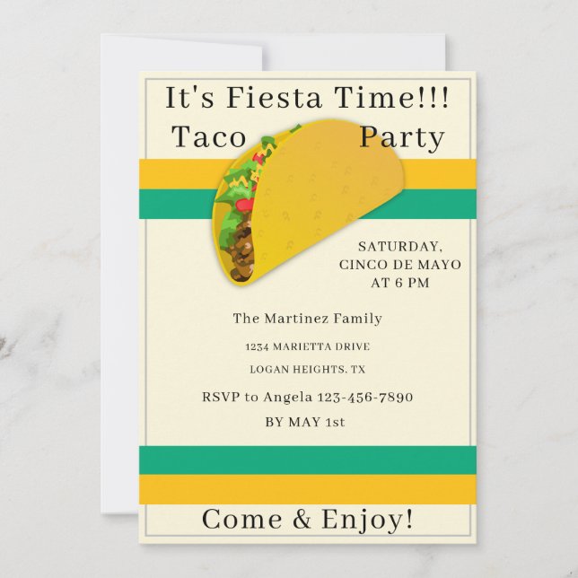 Personalized Cinco de Mayo Taco Party Invitation (Front)