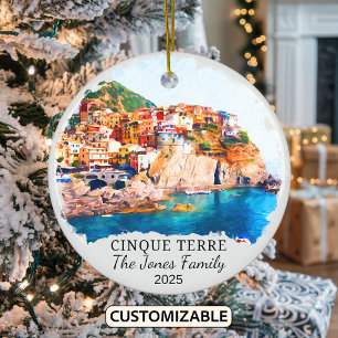 Personalized Cinque Terre, Italy Gift Ceramic Tree Decoration