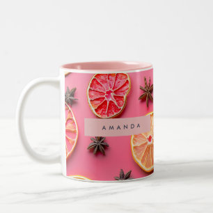 Personalized Citrus Slice & Star Anise Two-Tone Coffee Mug