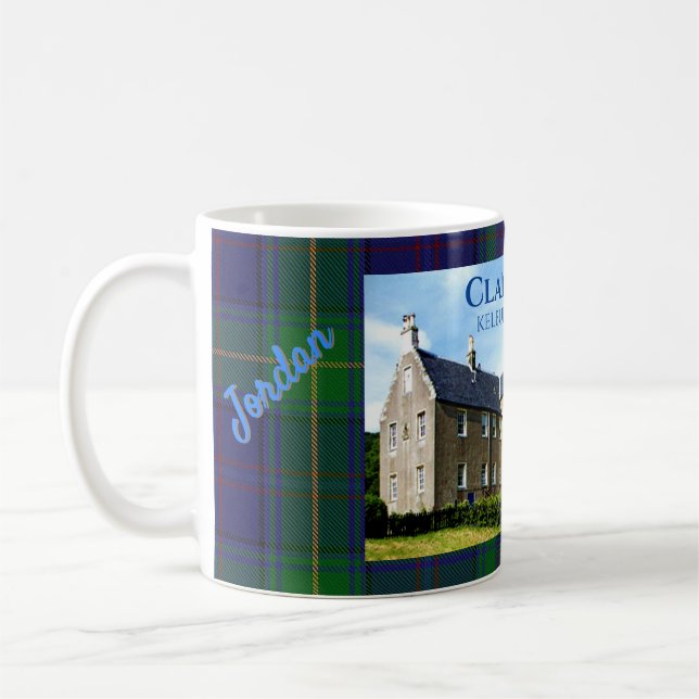 Personalized Clan Boyle's Kelburn Castle & Tartan Coffee Mug (Left)