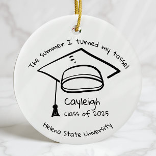 Personalized Class of 2025 Graduation Keepsake Ceramic Tree Decoration
