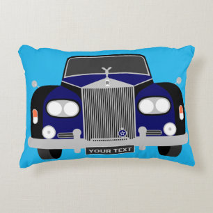 Personalized Classic Blue British Limousine Car Decorative Cushion