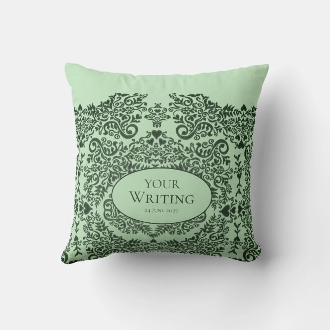 Personalized Classic Elegant Damask Botanical Cushion (Back)