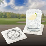 Personalized Classic Golf Club Name Stone Coaster<br><div class="desc">Featuring a classic crossed golf clubs and golf ball design and aged stamp effect border,   these coasters are ideal for all golf clubs and golf club members. Personalize with the name of the club member,  golf club name and the year the golf club was established. Designed by Thisisnotme©</div>