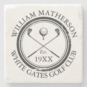 Personalized Classic Golf Club Name Stone Coaster