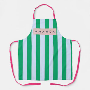 Personalized Classic Green and White Striped Apron